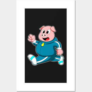 Pig at Fitness - Jogging with Jogging suit Posters and Art